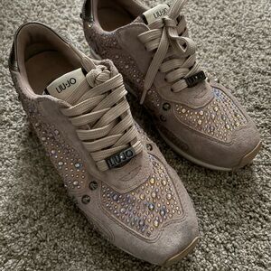 Liu Jo Women's Beige Sneakers with Sparkling Accents